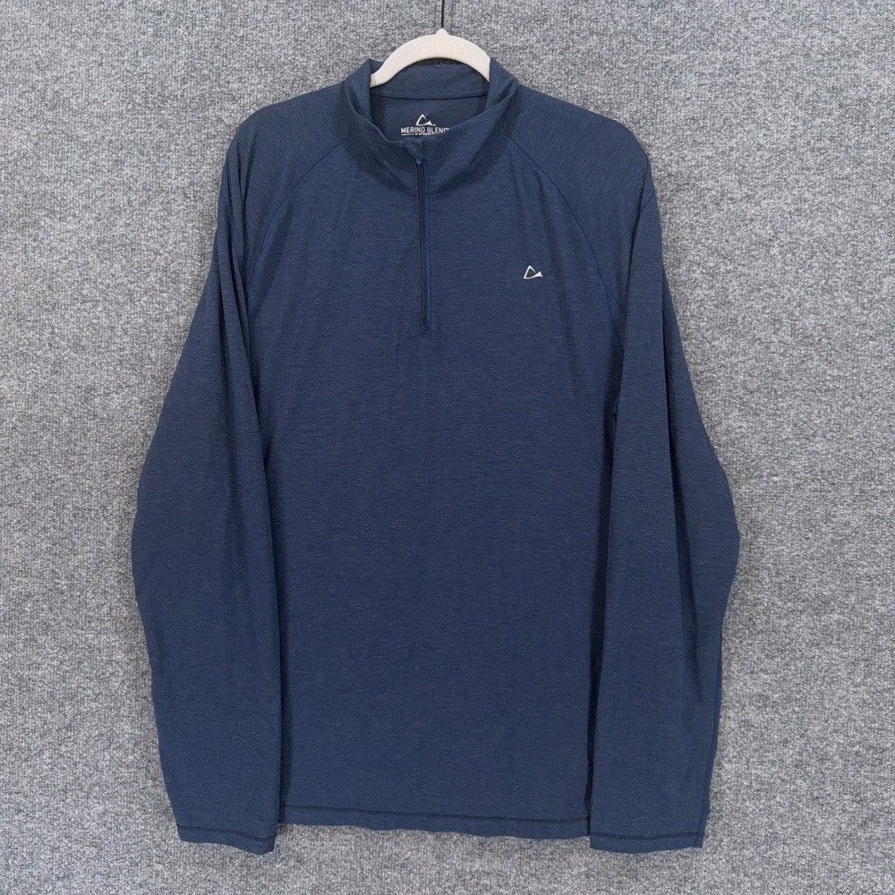 Paradox Merino Blend Shirt Mens XL Blue 1/4 Zip Pullover Performance Hiking